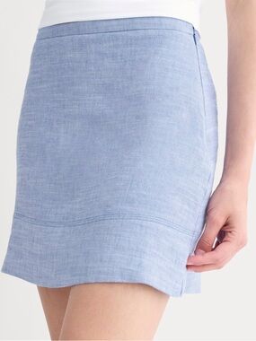 Everlane Light Blue Euro Flax Linen-Blend Mini Skirt Size 6 New